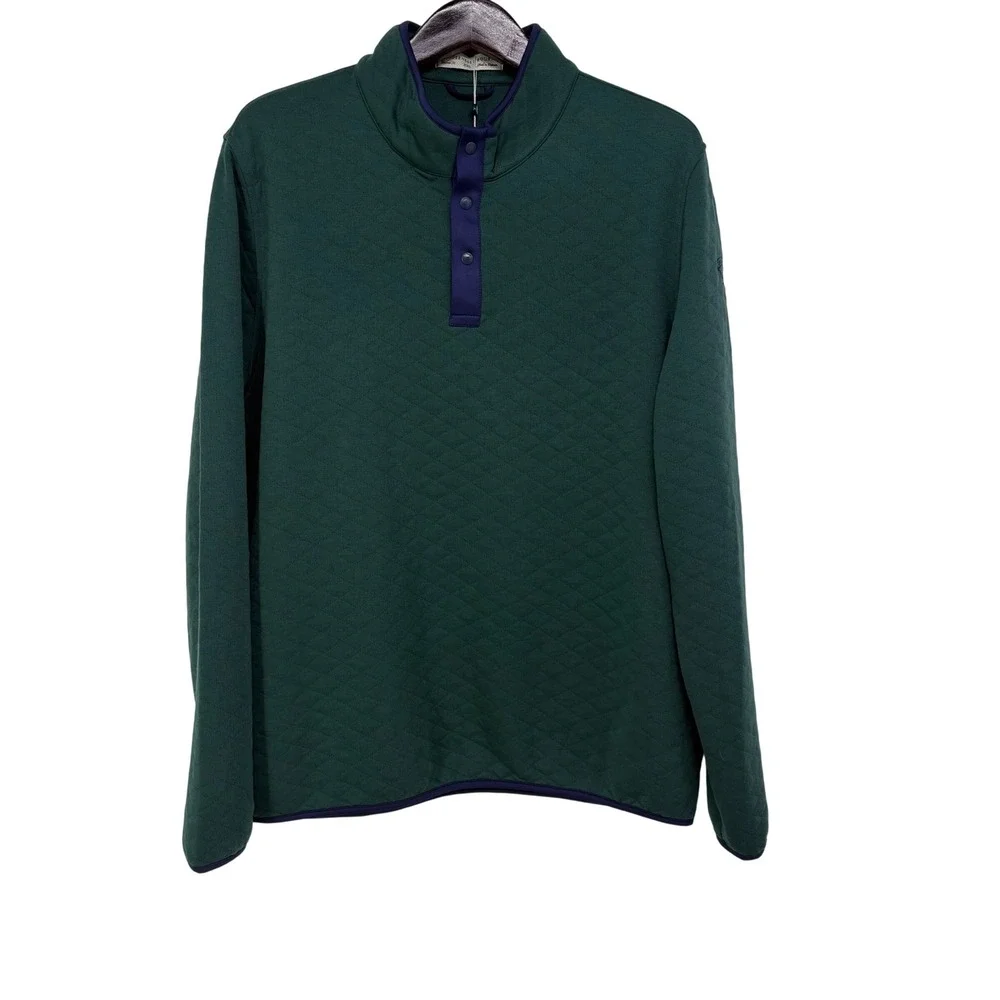 Holderness & Bourne The Sullivan Quilted Pullover XXL Pine Navy Golf Pullover